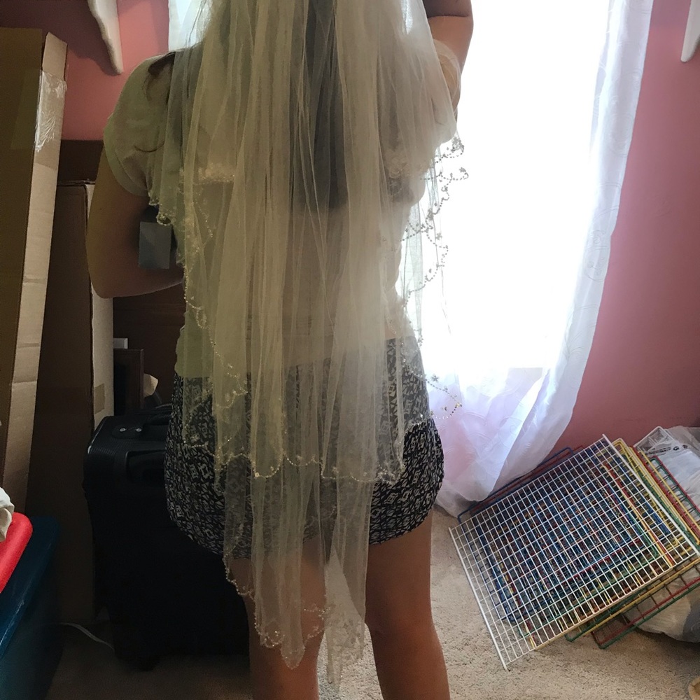 Beaded Ivory Two Tier Wedding Veil